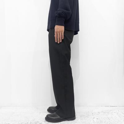 URU [ WOOL MAD CLOTH 2 TUCK PANTS ] BLACK