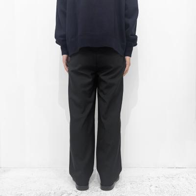 URU [ WOOL MAD CLOTH 2 TUCK PANTS ] BLACK
