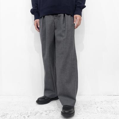 URU [ WOOL MAD CLOTH 2 TUCK PANTS ] M.GRAY