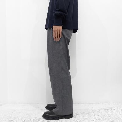 URU [ WOOL MAD CLOTH 2 TUCK PANTS ] M.GRAY