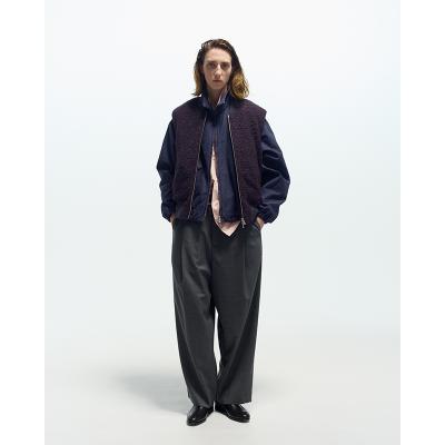 URU [ WOOL MAD CLOTH 2 TUCK PANTS ] M.GRAY