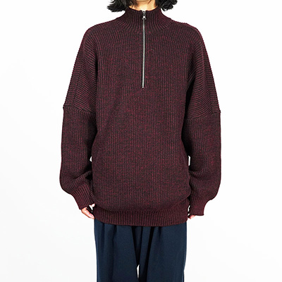 YANTOR [ Plating WoolCotton Halfzip Pullover ] RED