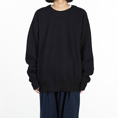 YANTOR [ Plating WoolCotton Wide Sweater ] BLACK