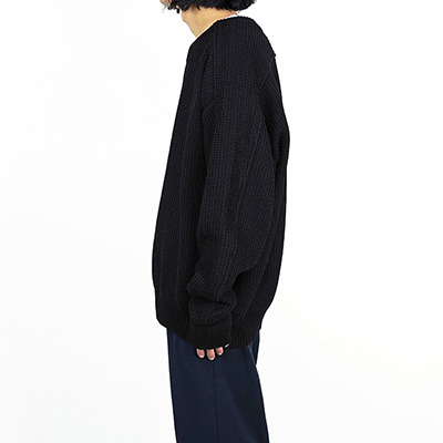 YANTOR [ Plating WoolCotton Wide Sweater ] BLACK