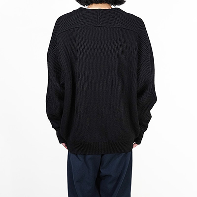 YANTOR [ Plating WoolCotton Wide Sweater ] BLACK