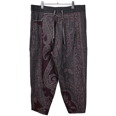 YANTOR [ Paisley Jacquard Wool Himo Pants ] WINE