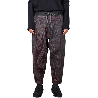 YANTOR [ Paisley Jacquard Wool Himo Pants ] WINE