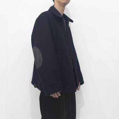 URU [ WOOL MELTON ZIP UP BLOUSON ] D.NAVY