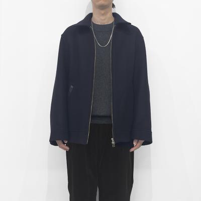 URU [ WOOL MELTON ZIP UP BLOUSON ] D.NAVY