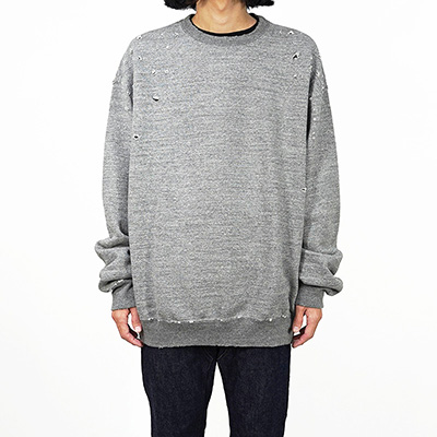 UNUSED [ US2268 (Damaged crewneck sweatshirt) ] GRAY