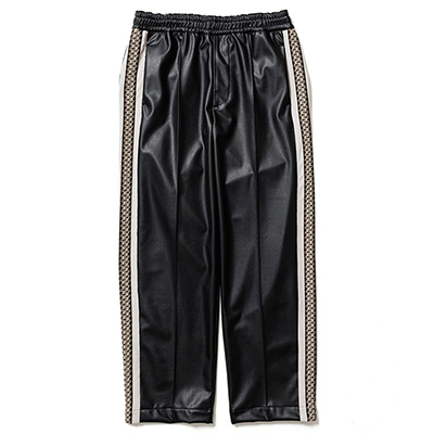 Sasquatchfabrix. [ SYNTHETIC LEATHER TRACK PANTS ] BLACK