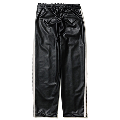 Sasquatchfabrix. [ SYNTHETIC LEATHER TRACK PANTS ] BLACK