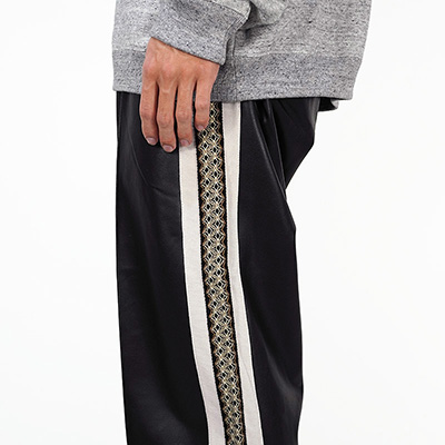 Sasquatchfabrix. [ SYNTHETIC LEATHER TRACK PANTS ] BLACK