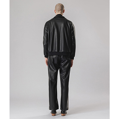 Sasquatchfabrix. [ SYNTHETIC LEATHER TRACK PANTS ] BLACK