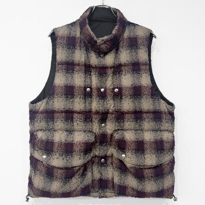 SUGARHILL [ PLAID PUFFER REVERSIBLE VEST ] WINE RED×BLACK