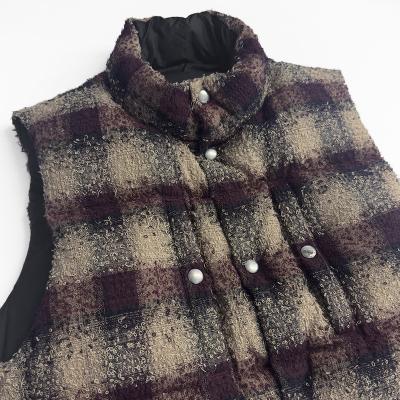 SUGARHILL [ PLAID PUFFER REVERSIBLE VEST ] WINE RED×BLACK