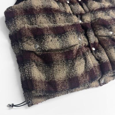 SUGARHILL [ PLAID PUFFER REVERSIBLE VEST ] WINE RED×BLACK
