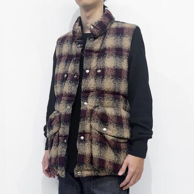 SUGARHILL [ PLAID PUFFER REVERSIBLE VEST ] WINE RED×BLACK