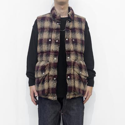SUGARHILL [ PLAID PUFFER REVERSIBLE VEST ] WINE RED×BLACK