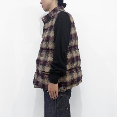 SUGARHILL [ PLAID PUFFER REVERSIBLE VEST ] WINE RED×BLACK