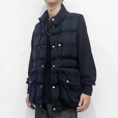 SUGARHILL [ PLAID PUFFER REVERSIBLE VEST ] DEEP GREEN×BLACK