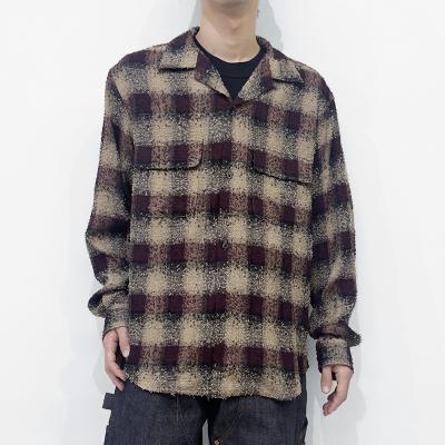 SUGARHILL [ HAIRLY PLAID OPEN COLLOR SHIRTS ] WINE RED