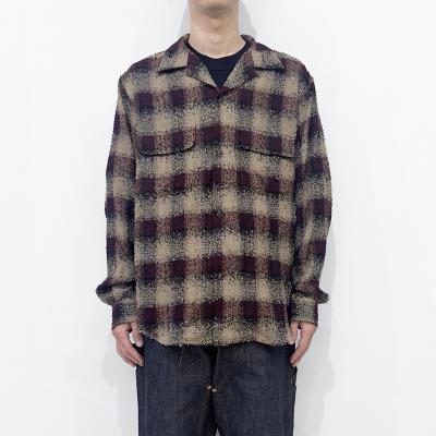 SUGARHILL [ HAIRLY PLAID OPEN COLLOR SHIRTS ] WINE RED