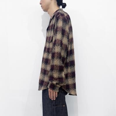 SUGARHILL [ HAIRLY PLAID OPEN COLLOR SHIRTS ] WINE RED