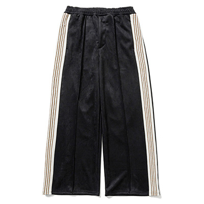 Sasquatchfabrix. [ FAUX SUEDE FLARE TRACK PANTS ] BLACK