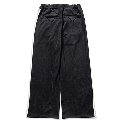 Sasquatchfabrix. [ FAUX SUEDE FLARE TRACK PANTS ] BLACK