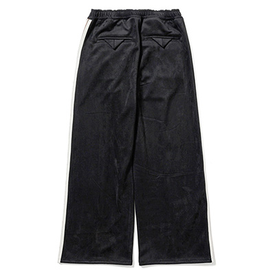 Sasquatchfabrix. [ FAUX SUEDE FLARE TRACK PANTS ] BLACK