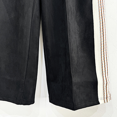 Sasquatchfabrix. [ FAUX SUEDE FLARE TRACK PANTS ] BLACK