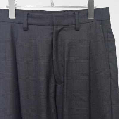 URU [ WOOL GLEN CHECK 1 TUCK PANTS ] CHARCOAL