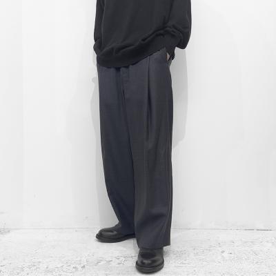 URU [ WOOL GLEN CHECK 1 TUCK PANTS ] CHARCOAL