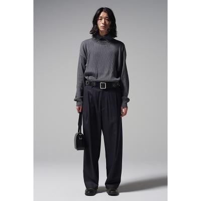 URU [ WOOL GLEN CHECK 1 TUCK PANTS ] CHARCOAL