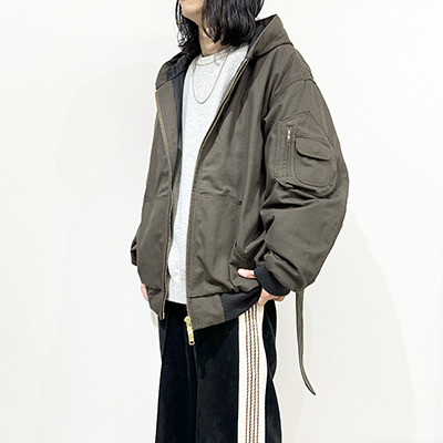 Sasquatchfabrix. [ PUFF WORK HOODIE "BIGNESS" ] ASH OLIVE