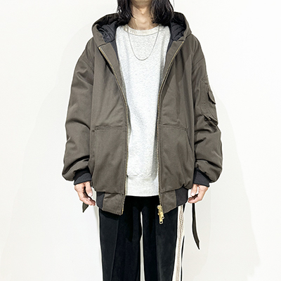 Sasquatchfabrix. [ PUFF WORK HOODIE "BIGNESS" ] ASH OLIVE