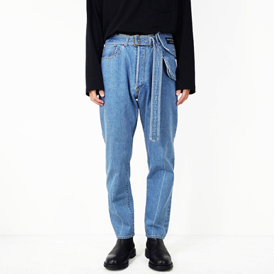 ESSAY [ BELTED BAG JEANS (P-1) ] INDIGO DENIM