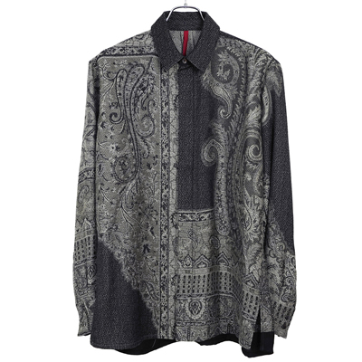 YANTOR [ Tibetan Paisley Jacquard Wool Shirts ] GRAY