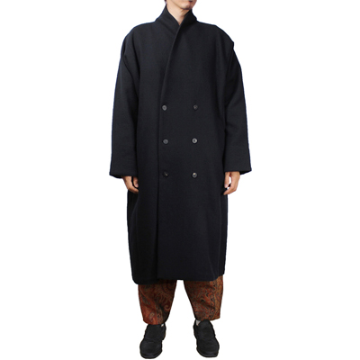 YANTOR [ Cotton Linen Wool Dolman Coat ] BLACK