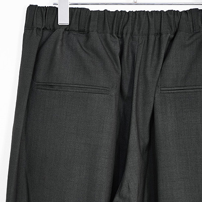 YANTOR [ Uneven Dyed Wool 6tuck Pants ] BLACK