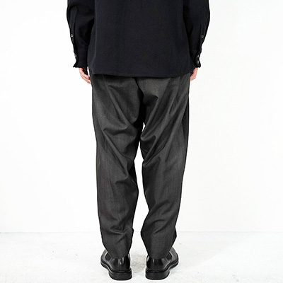 YANTOR [ Uneven Dyed Wool 6tuck Pants ] BLACK
