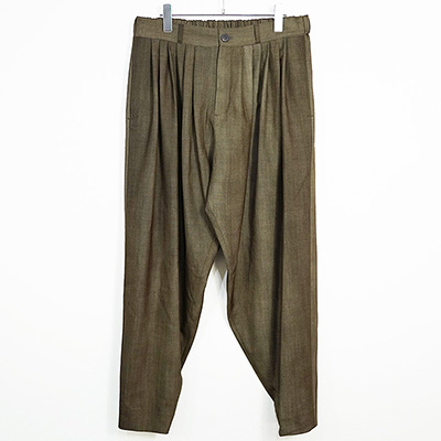 YANTOR [ Uneven Dyed Wool 6tuck Pants ] BEIGE