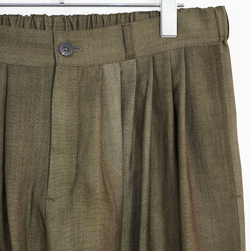 YANTOR [ Uneven Dyed Wool 6tuck Pants ] BEIGE
