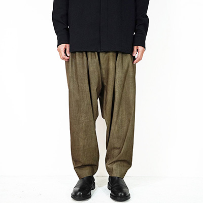 YANTOR [ Uneven Dyed Wool 6tuck Pants ] BEIGE