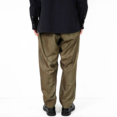 YANTOR [ Uneven Dyed Wool 6tuck Pants ] BEIGE