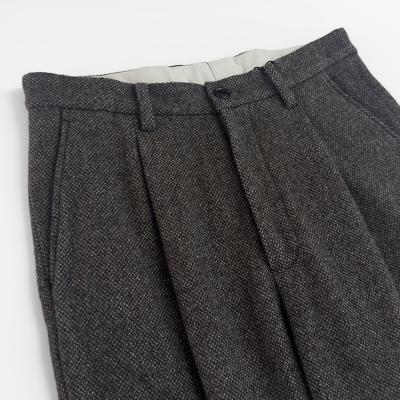 URU [ WOOL LIGHT TWEED 1 TUCK PANTS ] BROWN