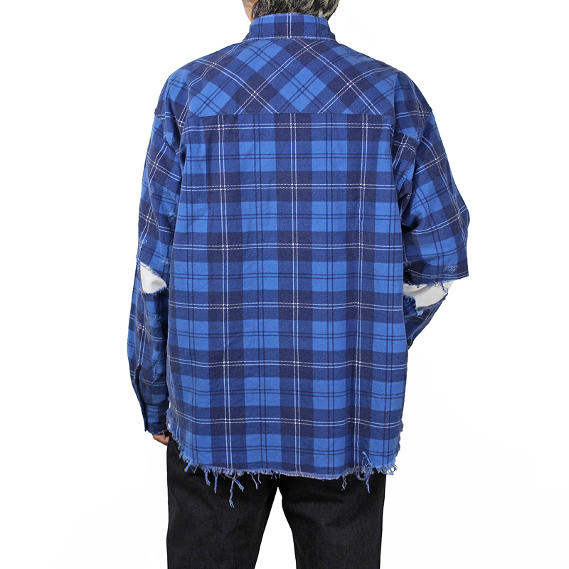 UNUSED [ US1692 (damage check nel shirt) ] BLUE | ロイド・エフ