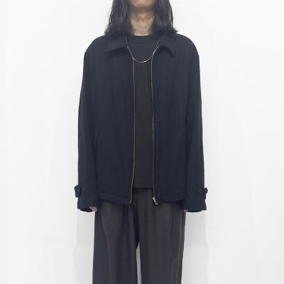 URU [ WOOL LIGHT TWEED ZIP UP BLOUSON ] NAVY