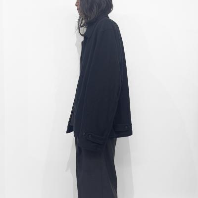 URU [ WOOL LIGHT TWEED ZIP UP BLOUSON ] NAVY